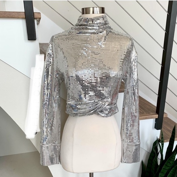 Zara Sparkly Draped Crop Top 4786/316 - Picture 1 of 8
